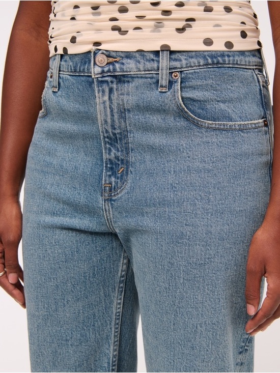 Abercrombie & Fitch High Rise 90s Relaxed Frayed Hem Jean Size 34 US 18 - Picture 3 of 16